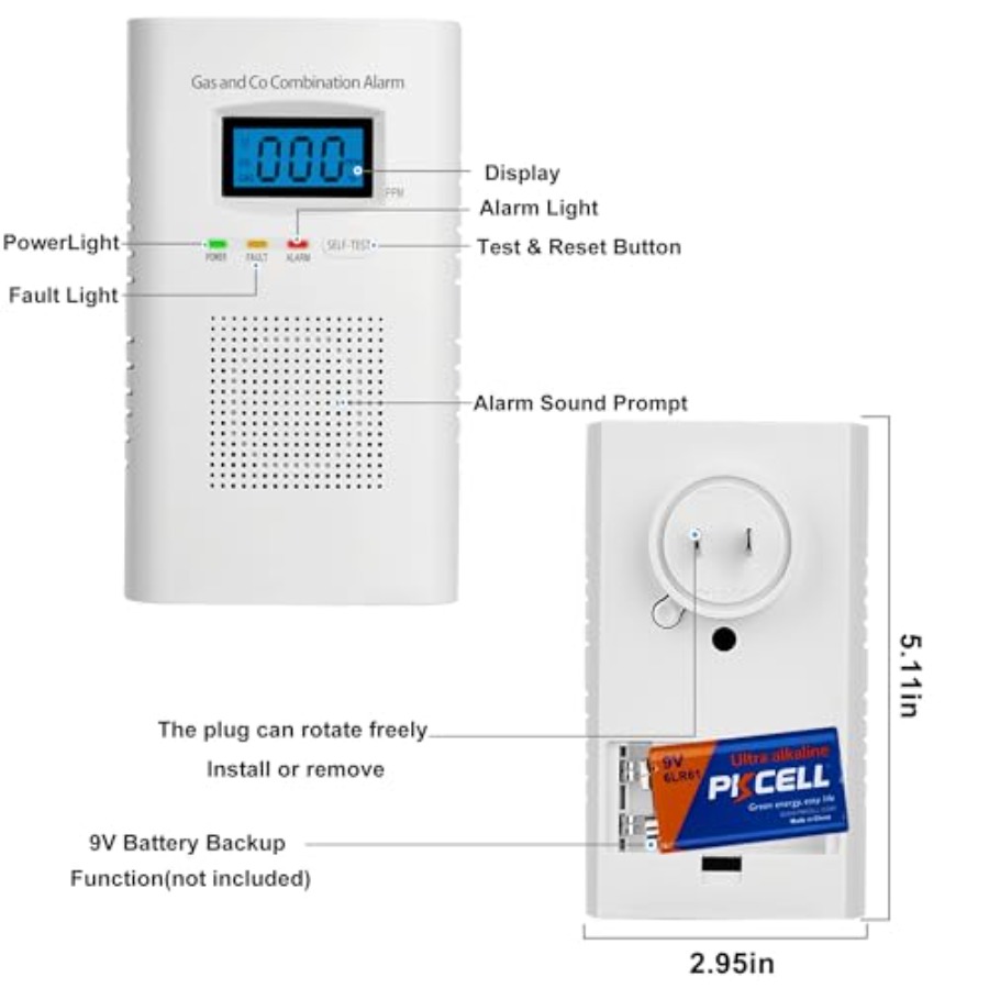 2 Pack Combination Gas and Car – Co Detector Plug Bewertung und Preis