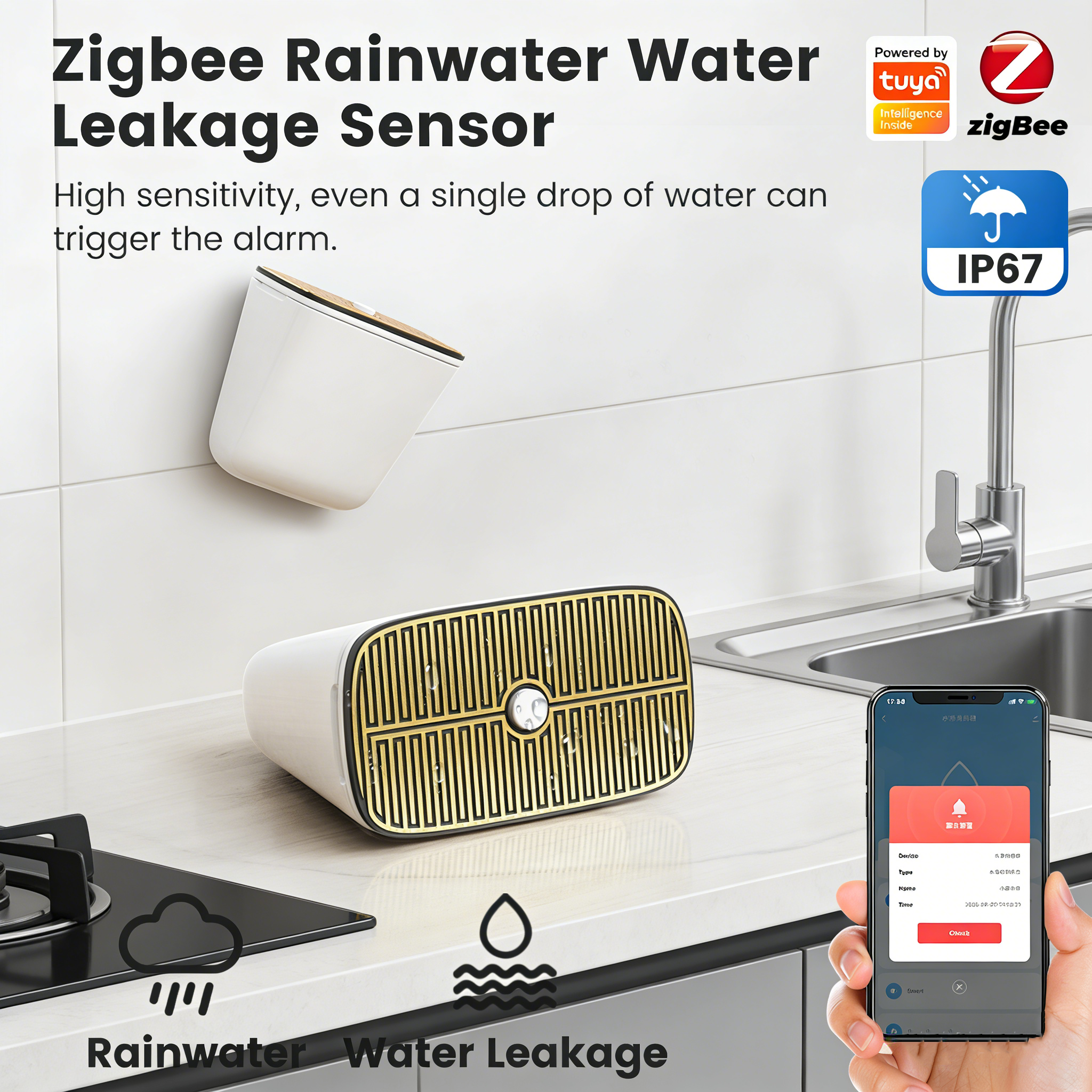 Tuya Zigbee Rainwater & Water  – Water Alarm Sensor Bewertung und Preis